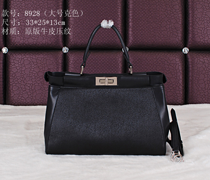 1:1 Fendi Peekaboo Bag Original Smooth Leather 8928 Black