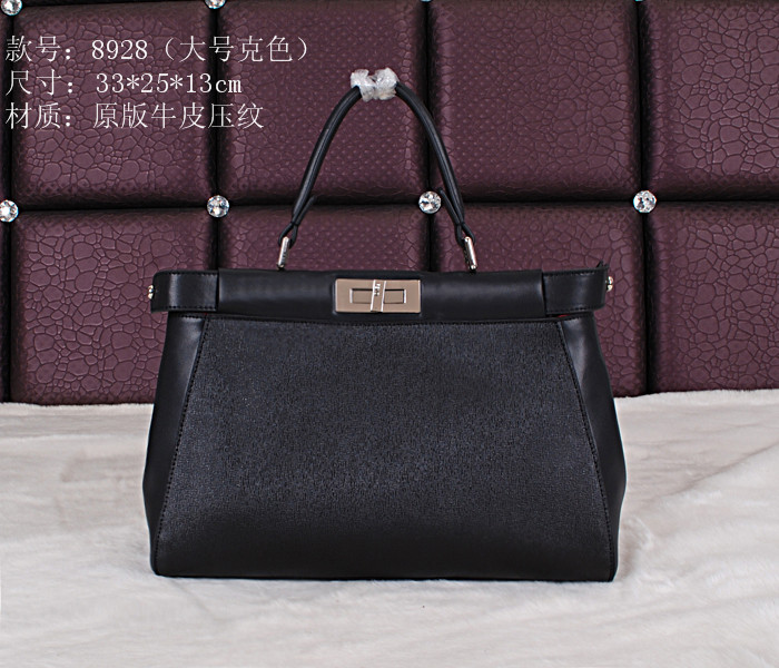 1:1 Fendi Peekaboo Bag Original Smooth Leather 8928 Black - Click Image to Close