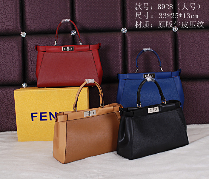 1:1 Fendi Peekaboo Bag Original Smooth Leather 8928 Black - Click Image to Close