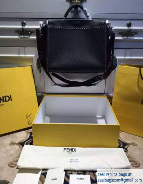 Fendi Men Peekaboo Bag Black Original Leather Large Size
