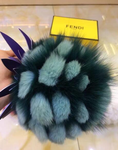 Fendi Pineapple Fox Fur Bag Charm Green Runway 2017