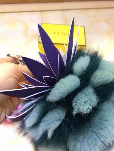 Fendi Pineapple Fox Fur Bag Charm Green Runway 2017