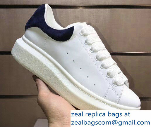 Alexander McQueen Heel Height 4.5 cm Oversized Lovers Sneakers White/Suede Dark Blue