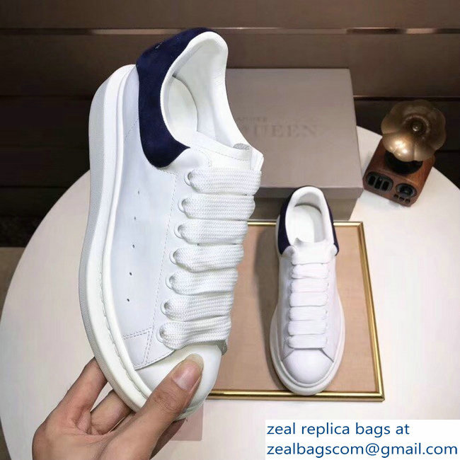 Alexander McQueen Heel Height 4.5 cm Oversized Lovers Sneakers White/Suede Dark Blue