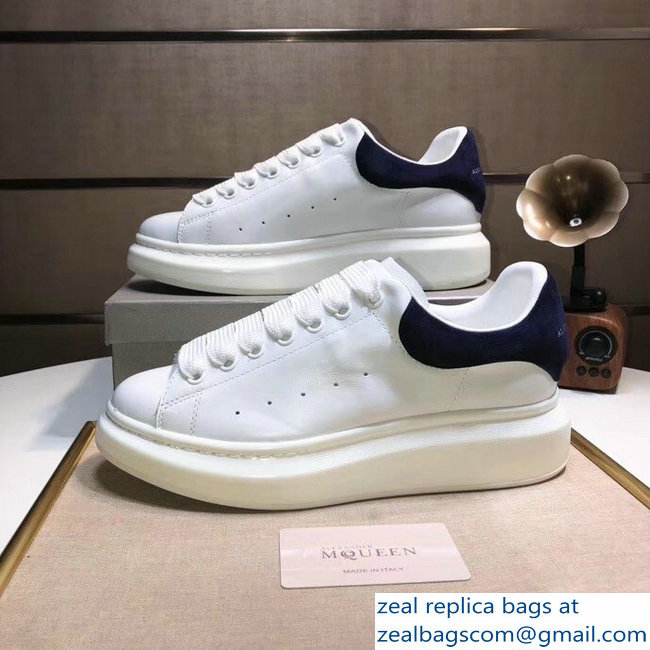 Alexander McQueen Heel Height 4.5 cm Oversized Lovers Sneakers White/Suede Dark Blue