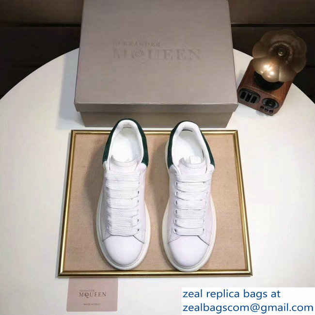 Alexander McQueen Heel Height 4.5 cm Oversized Lovers Sneakers White/Suede Green - Click Image to Close