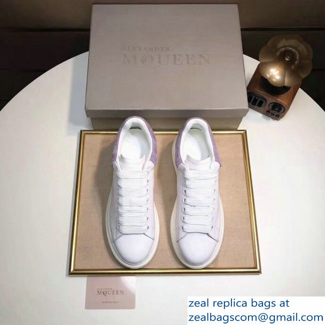 Alexander McQueen Heel Height 4.5 cm Oversized Lovers Sneakers White/Suede Lilac - Click Image to Close