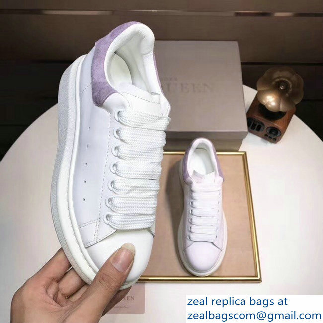 Alexander McQueen Heel Height 4.5 cm Oversized Lovers Sneakers White/Suede Lilac - Click Image to Close