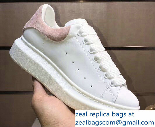 Alexander McQueen Heel Height 4.5 cm Oversized Lovers Sneakers White/Suede Nude Pink - Click Image to Close