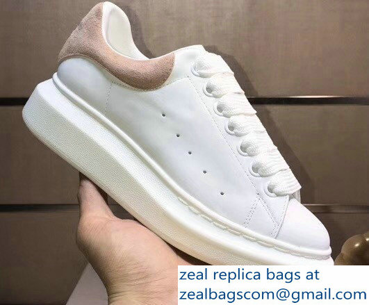 Alexander McQueen Heel Height 4.5 cm Oversized Lovers Sneakers White/Suede Nude - Click Image to Close