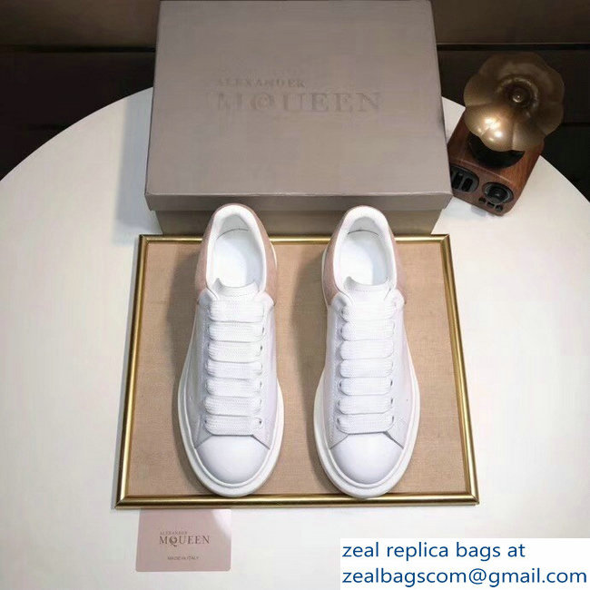Alexander McQueen Heel Height 4.5 cm Oversized Lovers Sneakers White/Suede Nude - Click Image to Close