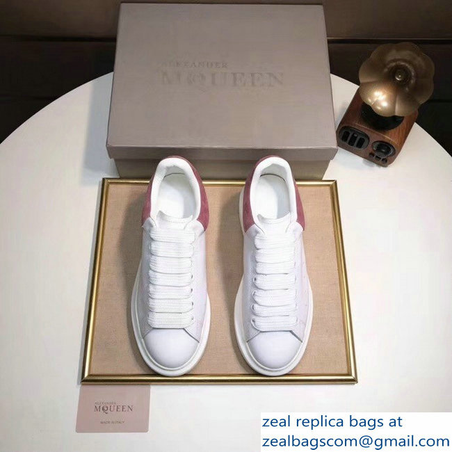 Alexander McQueen Heel Height 4.5 cm Oversized Lovers Sneakers White/Suede Peach - Click Image to Close