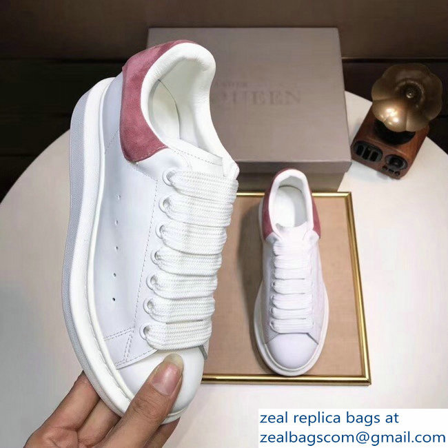 Alexander McQueen Heel Height 4.5 cm Oversized Lovers Sneakers White/Suede Peach - Click Image to Close
