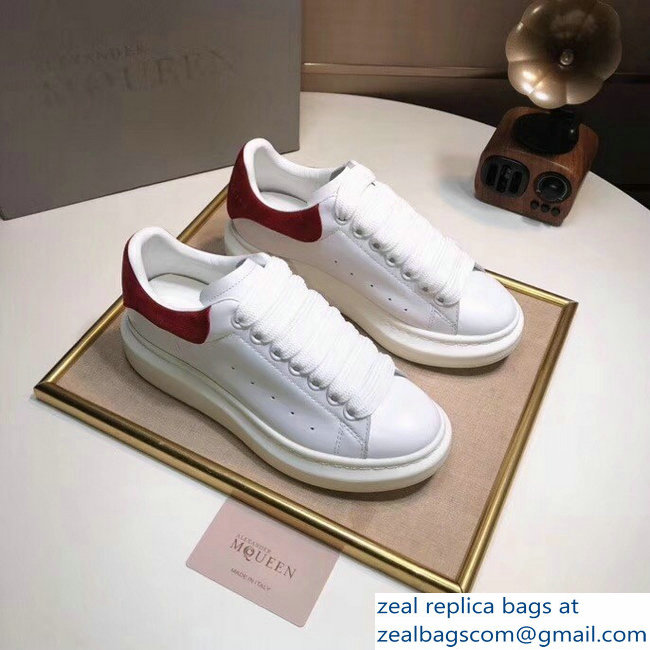 Alexander McQueen Heel Height 4.5 cm Oversized Lovers Sneakers White/Suede Red - Click Image to Close