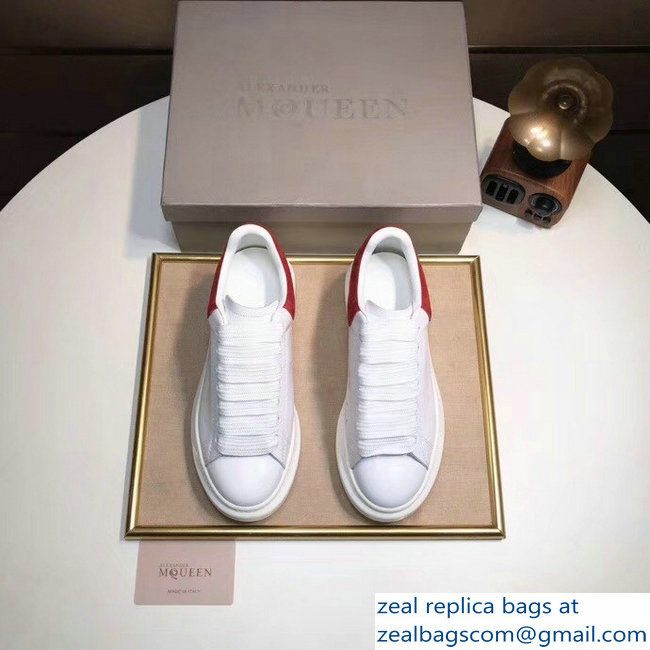 Alexander McQueen Heel Height 4.5 cm Oversized Lovers Sneakers White/Suede Red - Click Image to Close