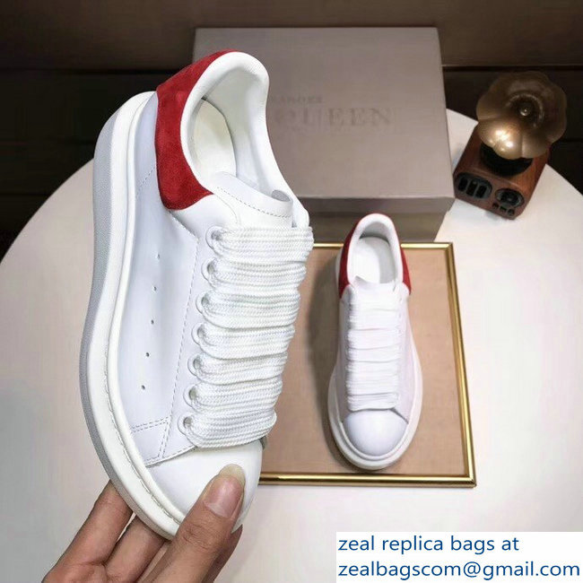 Alexander McQueen Heel Height 4.5 cm Oversized Lovers Sneakers White/Suede Red - Click Image to Close