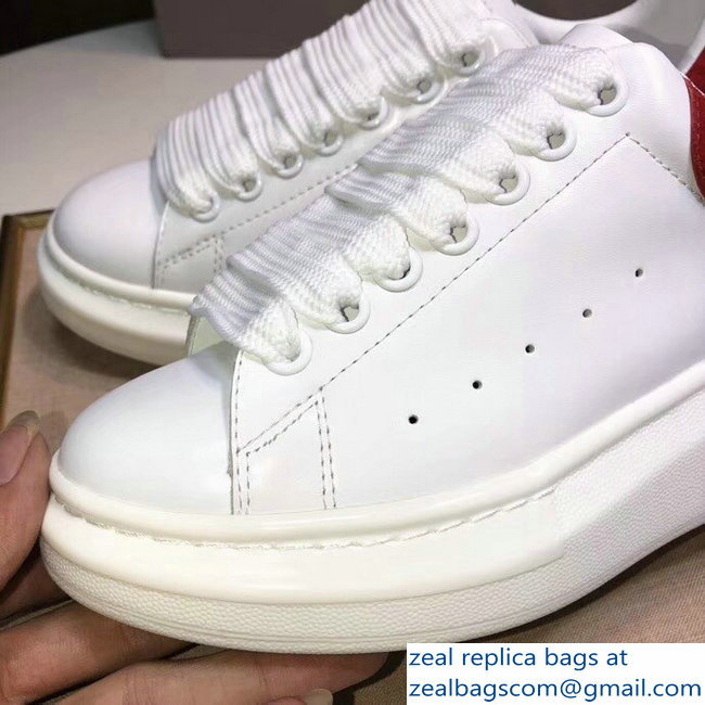 Alexander McQueen Heel Height 4.5 cm Oversized Lovers Sneakers White/Suede Red