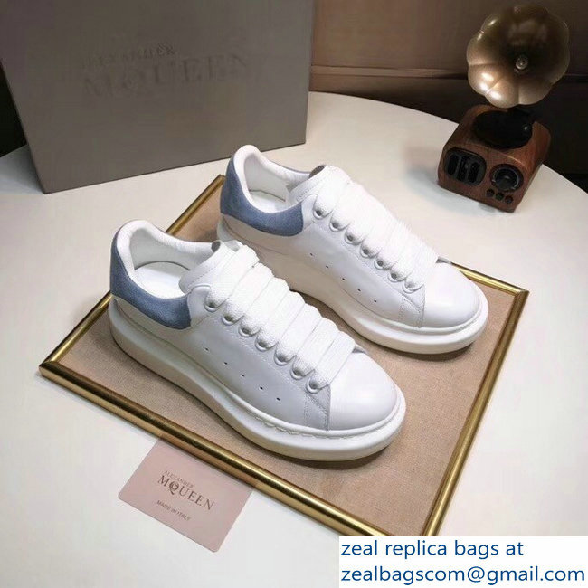 Alexander McQueen Heel Height 4.5 cm Oversized Lovers Sneakers White/Suede Sky Blue