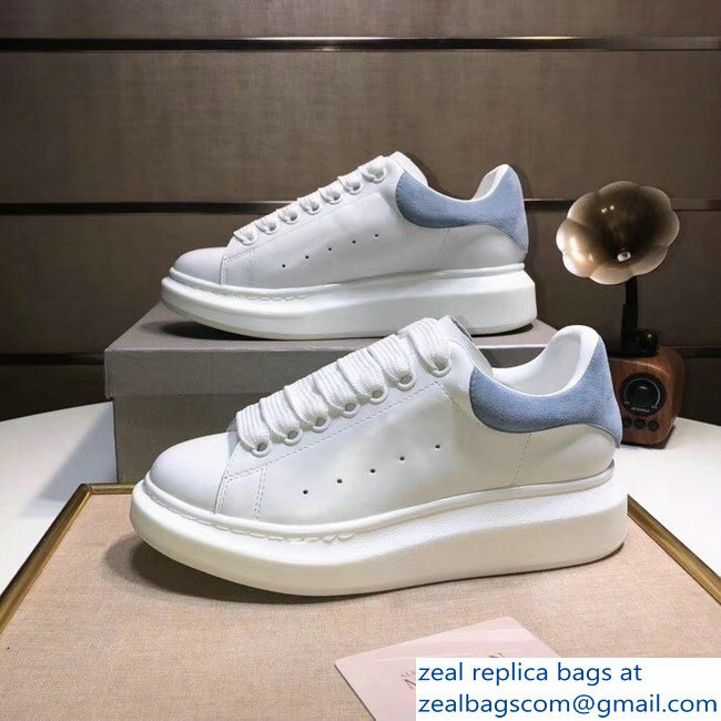 Alexander McQueen Heel Height 4.5 cm Oversized Lovers Sneakers White/Suede Sky Blue