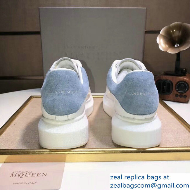 Alexander McQueen Heel Height 4.5 cm Oversized Lovers Sneakers White/Suede Sky Blue - Click Image to Close