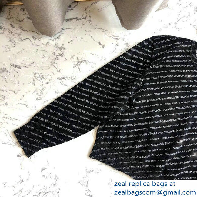 Balenciaga All Over Logo Knit Sweater Black 2018