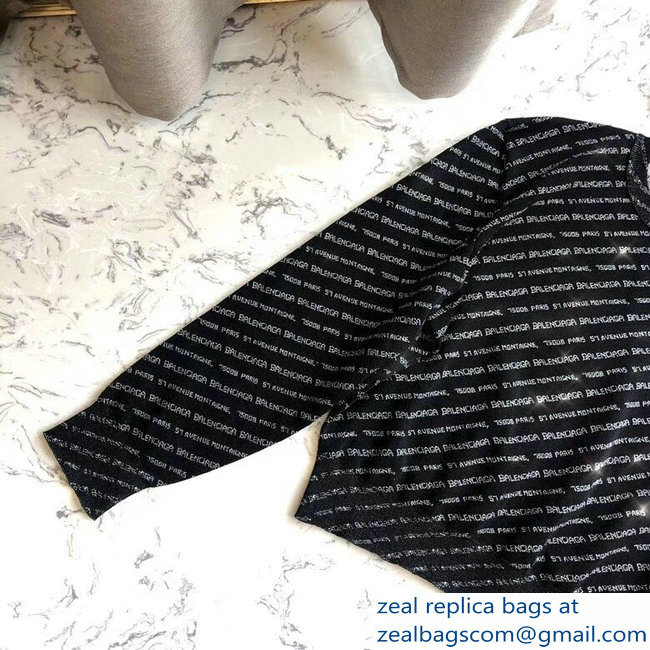 Balenciaga All Over Logo Knit Sweater Black 2018 - Click Image to Close