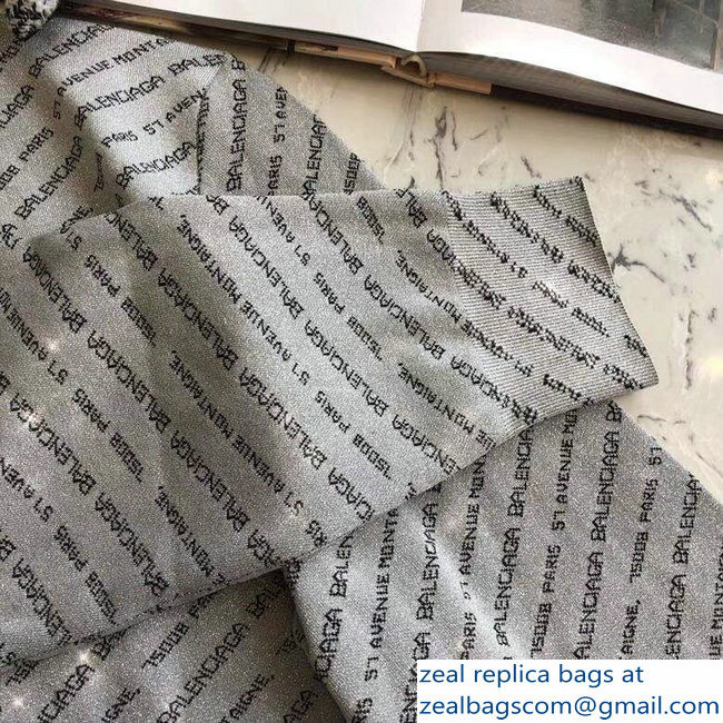 Balenciaga All Over Logo Knit Sweater Gray 2018 - Click Image to Close