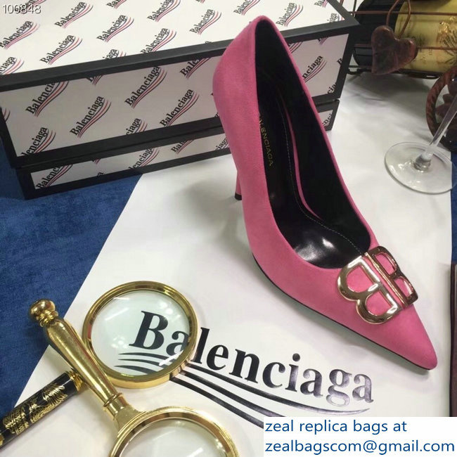 Balenciaga Heel 10cm Pointed Toe BB Pumps Pink 2018