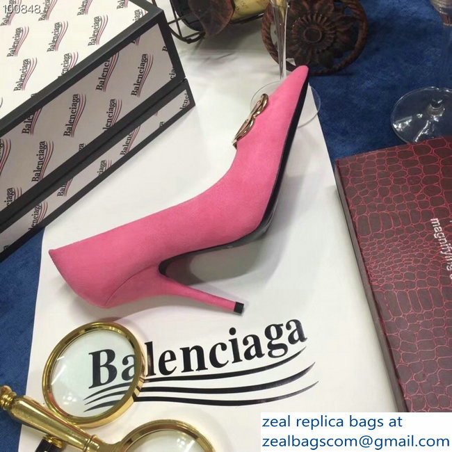Balenciaga Heel 10cm Pointed Toe BB Pumps Pink 2018 - Click Image to Close