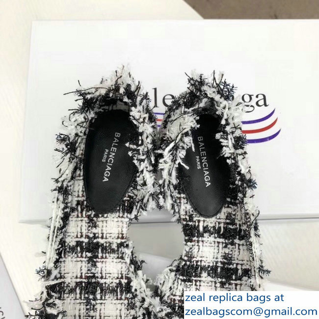 Balenciaga Heel 3.5cm Pointed Toe TweedKnife Pumps Gray 2018