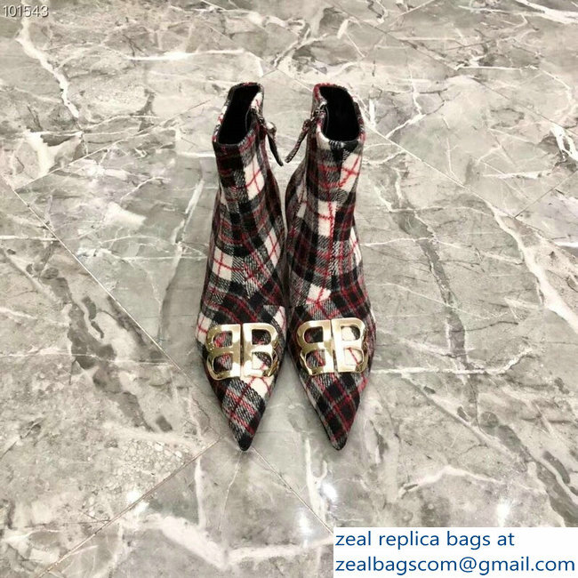 Balenciaga Heel 4cm Pointed Toe BB Booties Flannel 01 2018 - Click Image to Close