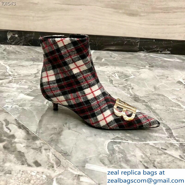 Balenciaga Heel 4cm Pointed Toe BB Booties Flannel 01 2018