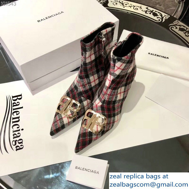 Balenciaga Heel 4cm Pointed Toe BB Booties Flannel 01 2018 - Click Image to Close