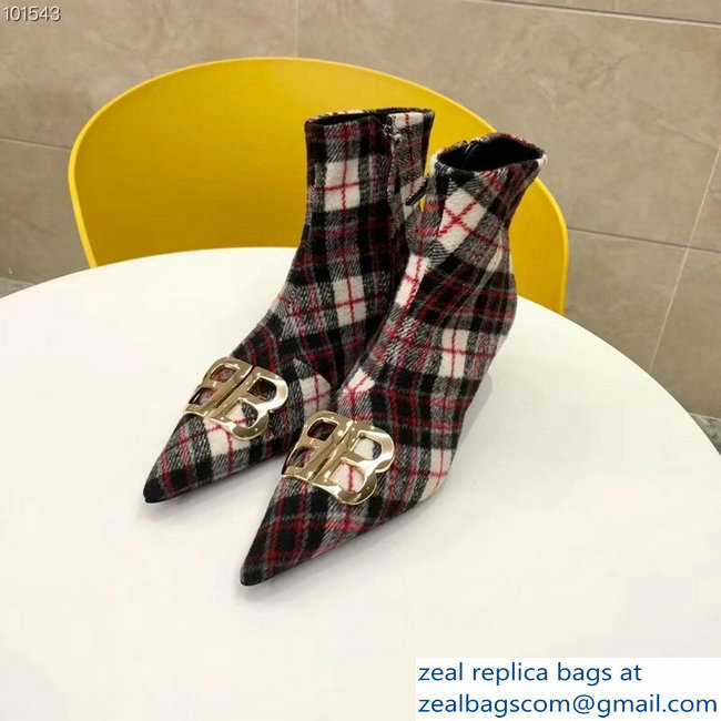 Balenciaga Heel 4cm Pointed Toe BB Booties Flannel 01 2018