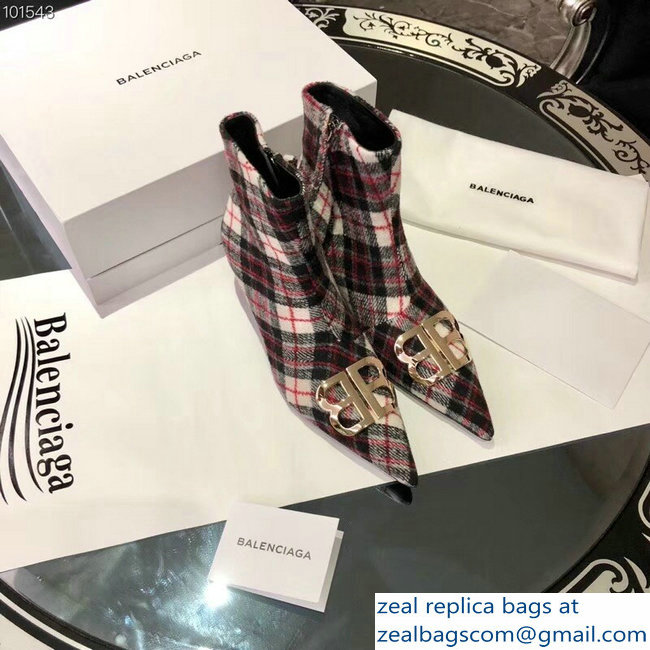 Balenciaga Heel 4cm Pointed Toe BB Booties Flannel 01 2018 - Click Image to Close