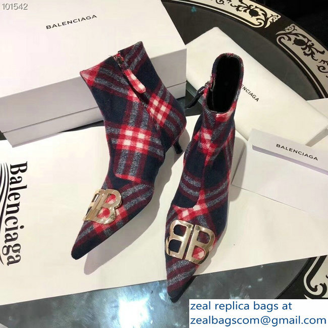 Balenciaga Heel 4cm Pointed Toe BB Booties Flannel 02 2018 - Click Image to Close