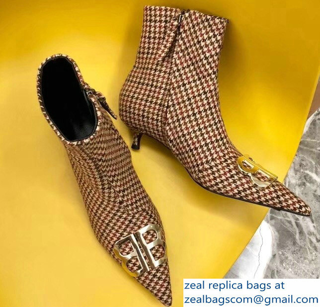 Balenciaga Heel 4cm Pointed Toe BB Booties Tweed 2018 - Click Image to Close