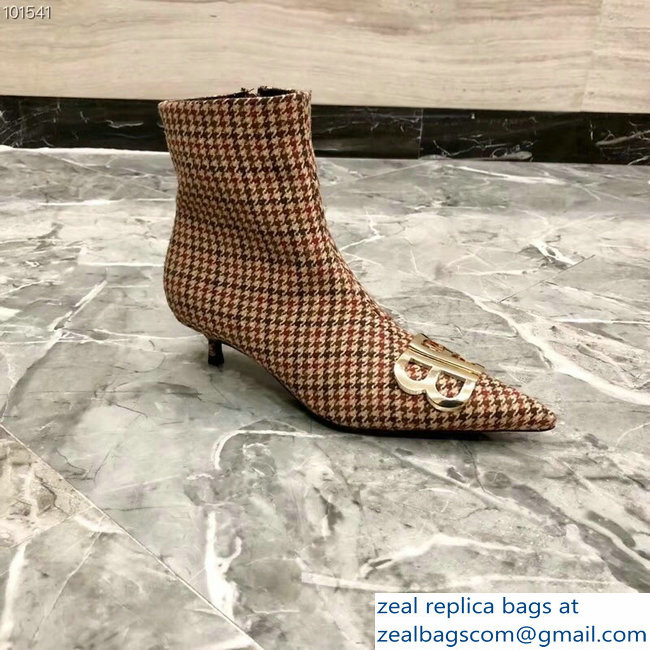 Balenciaga Heel 4cm Pointed Toe BB Booties Tweed 2018