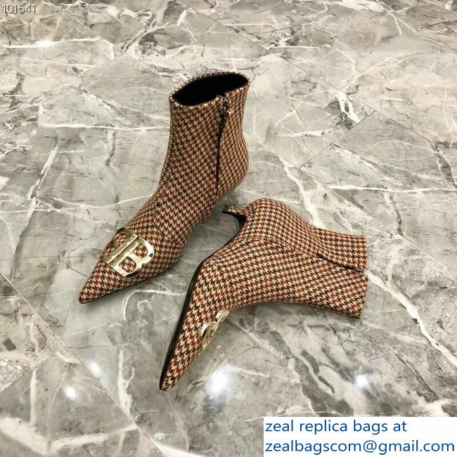 Balenciaga Heel 4cm Pointed Toe BB Booties Tweed 2018