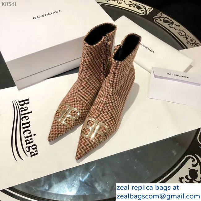 Balenciaga Heel 4cm Pointed Toe BB Booties Tweed 2018 - Click Image to Close