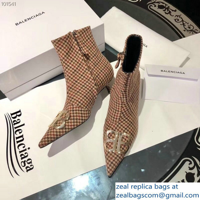 Balenciaga Heel 4cm Pointed Toe BB Booties Tweed 2018 - Click Image to Close