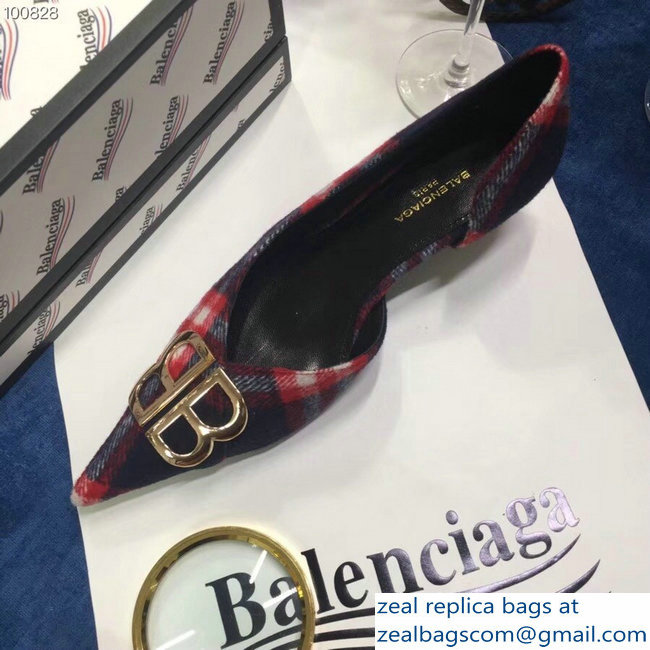 Balenciaga Heel 4cm Pointed Toe BB Pumps Flannel 2018