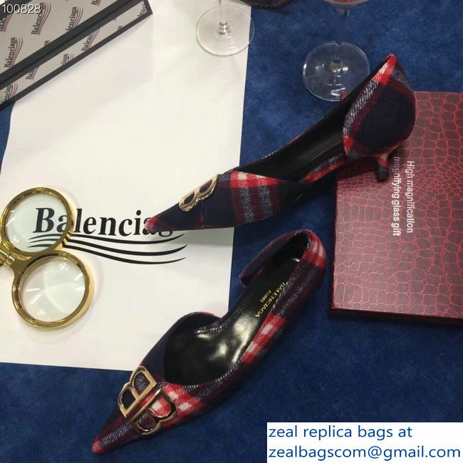 Balenciaga Heel 4cm Pointed Toe BB Pumps Flannel 2018