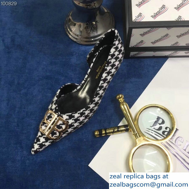 Balenciaga Heel 4cm Pointed Toe BB Pumps Houndstooth 2018