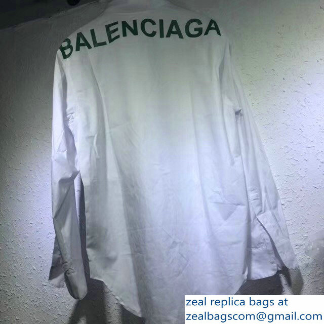 Balenciaga Logo Shirt White 2018 - Click Image to Close