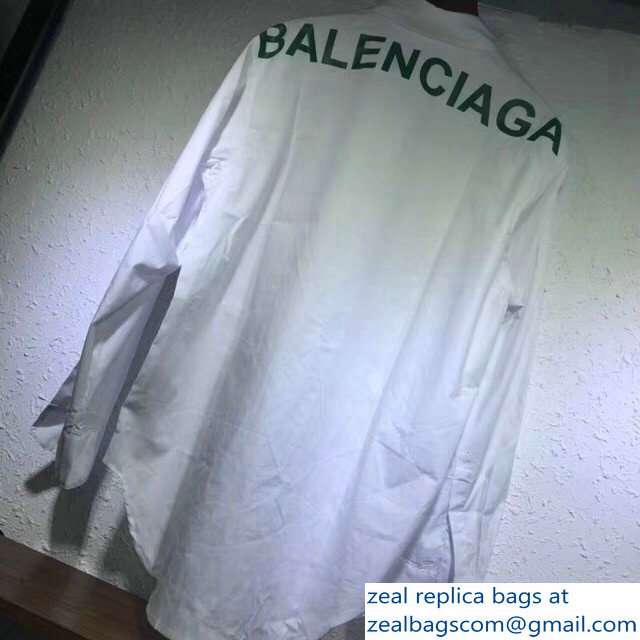 Balenciaga Logo Shirt White 2018 - Click Image to Close