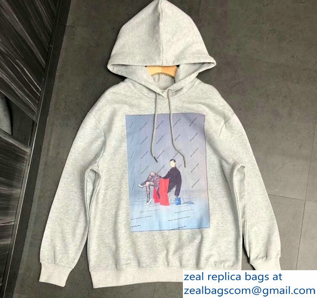 Balenciaga Photoshoot Hoodie Sweater Gray 2018 - Click Image to Close