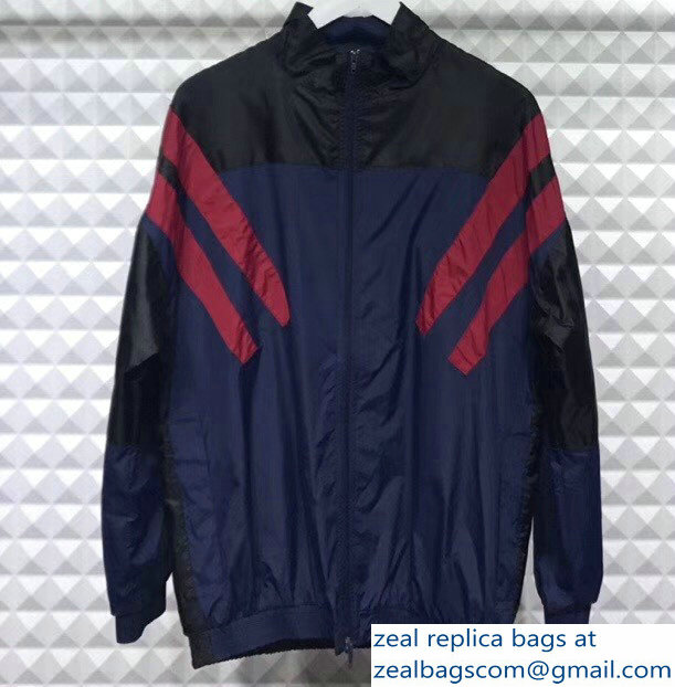 Balenciaga Tracksuit Jacket Black/Blue/Red 2018 - Click Image to Close