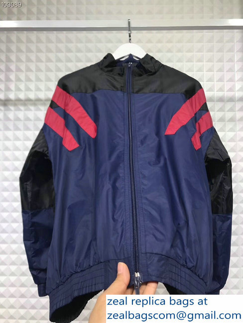 Balenciaga Tracksuit Jacket Black/Blue/Red 2018 - Click Image to Close