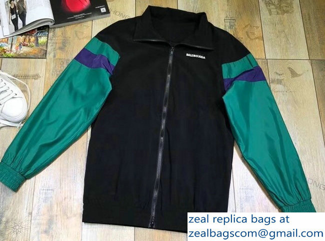 Balenciaga Tracksuit Jacket Black/Green 2018 - Click Image to Close